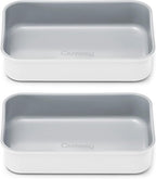 Caraway Nonstick 9” x 6.5” Small Rectangle Baking Pan Duo – Non-Toxic, PTFE & PFOA Free – Aluminized Steel Core – Deep Ceramic Baking Pan for Casseroles, Lasagna & More - White