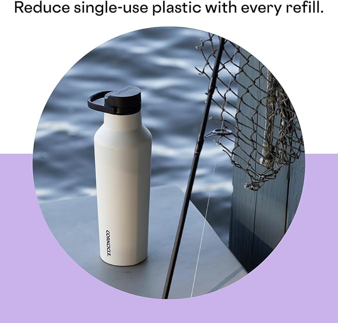Corkcicle Sport Canteen Insulated Tumbler, Sun-Soaked Lilac, 20 oz – Reusable Water Bottle Keeps Beverages Cold for 25 Hours & Hot 12 Hours – Cupholder Friendly Tumbler with Screw-On Cap