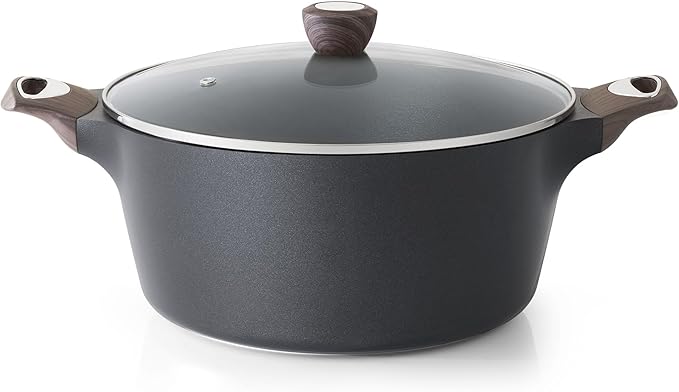 SENSARTE Nonstick Stock Pot with Lid, 2.6/4.5/6.6/8.5 QT Soup Pot Casserole Pot, Healthy Pasta Pot, Large Deep Cooking Pot, Big Sauce Pot Stew Pot, Induction Compatible, PFOA PFOS APEO Free, Black
