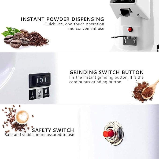 Electric Coffee Grinder, Low Noise Flat Burr Grinder Coffee 19 Settings & Digital Timer Display,Commercial Espresso Coffee Grinders,with 500/1500ML Large Capacity 1500ml-Black