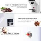 Electric Coffee Grinder, Low Noise Flat Burr Grinder Coffee 19 Settings & Digital Timer Display,Commercial Espresso Coffee Grinders,with 500/1500ML Large Capacity 1500ml-White