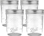 Ball Regular Mouth Glass Mason Jars with Lids and Bands, Used for Canning (Half Pint, 8 Ounce (Pack of 4))