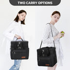 Maelstrom Lunch Box, 23L Insulated Lunch Bag, Expandable Double Deck Cooler Bag, Lightweight Leakproof Tote Bag With Side Tissue Pocket, Suit For Men and Women, Black