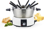 Electric Fondue Pot Set for Cheese & Chocolate - 6-Cup Stainless Steel Fondue Pot with 8 Coded Forks - 3 Mode Fondue Set Adjustable Temperature Control for Cheese, Oil and Hotpot, FD-10