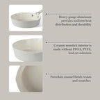 Martha Stewart Heathland 8 Inch Aluminum Fry Pan Cookware Non-Toxic Premium Ceramic Non Stick Frying Pan, Kitchen Egg Pan, Omelet Pan, Always Pan, Pots and Pans, Linen White, Induction Safe