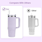 Silicone Boot for Stanley, Cup Bottom Protector Sleeve Accessories for Stanley Quencher H2.0 FlowState Tumbler 20oz/30oz/Stanley Adventure Quencher Tumbler 24oz (Purple)