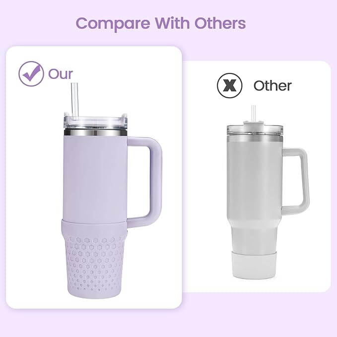 Silicone Boot for Stanley, Cup Bottom Protector Sleeve Accessories for Stanley Quencher H2.0 FlowState Tumbler 20oz/30oz/Stanley Adventure Quencher Tumbler 24oz (Purple)