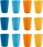 US Acrylic Newport 10 ounce Unbreakable Plastic Stackable Juice Tumblers in 4 Sunrise Colors | Set of 12 Drinking Cups | Reusable, BPA-free, Made in the USA, Top-rack Dishwasher and Microwave Safe