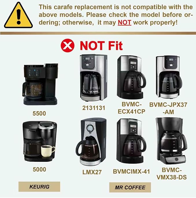 Generic 12-Cup Replacement Glass Carafe Pot Compatible with Hamilton Beach Coffee Maker Flexbrew, Clear