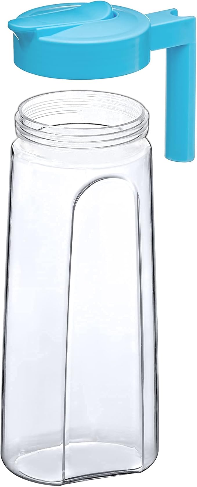 Amazing Abby - Slim - Tritan Pitcher (64 oz), Unbreakable Plastic Water Pitcher with Lid, BPA-Free, Heat-Resistant, Dishwasher-Safe, Great for Both Iced and Hot Drinks, Indoors and Outdoors, Blue