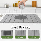 Stone Dish Drying Mat, Collapsible Stone Dish Mat, Super Absorbent Stone Dish Mat, Fast-Drying & Eco-Friendly Stone (24” x 16”) – Minimalist, Durable, & Stylish in light Gray