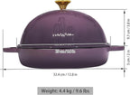Bread Oven Cast Iron Bread Dutch Oven with Cloche Lid for Bread Baking Magenta Enameled Cast Iron Bread Oven with Dome Lid for Sourdough, 9.8 Inches
