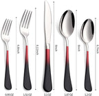 20-Pieces Black Red Silverware Sets for 4,Black Red Handle Stainless Steel Cutlery Set, Include Forks Spoons and Knives Set, Dishwasher Safe Utensil Sets for Home Restaurant