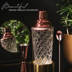 Rose Gold Cocktail Shaker Set - 5 Piece Martini Shaker Set with Strainer, Jigger, Spoon & Muddler - 16oz Glass Cocktail Shaker Set - Ideal Gift for Home Bar & Drink Trolley Décor