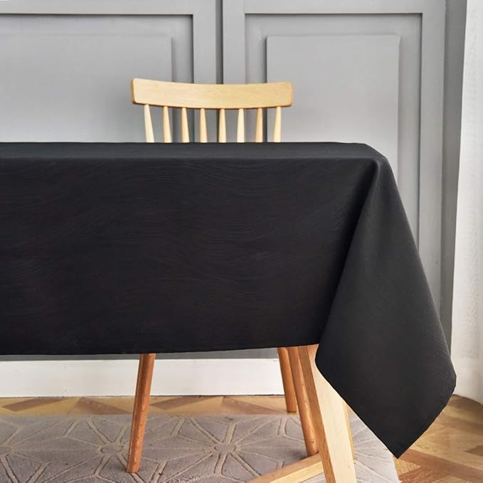 maxmill Jacquard Tablecloth Swirl Design Water Resistance Antiwrinkle Heavy Weight Soft Table Cloth for Buffet Banquet Parties Event Holiday Dinner Square 52 x 52 Inch Black