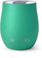 Sipworks Insulated Whiskey Tumbler - 8 oz Stainless Steel Bourbon Lowball Tumbler with Double Walled Vacuum Insulation - Spill Resistant Cocktail Nosing Glass Mug | Travel & Parties - Jade