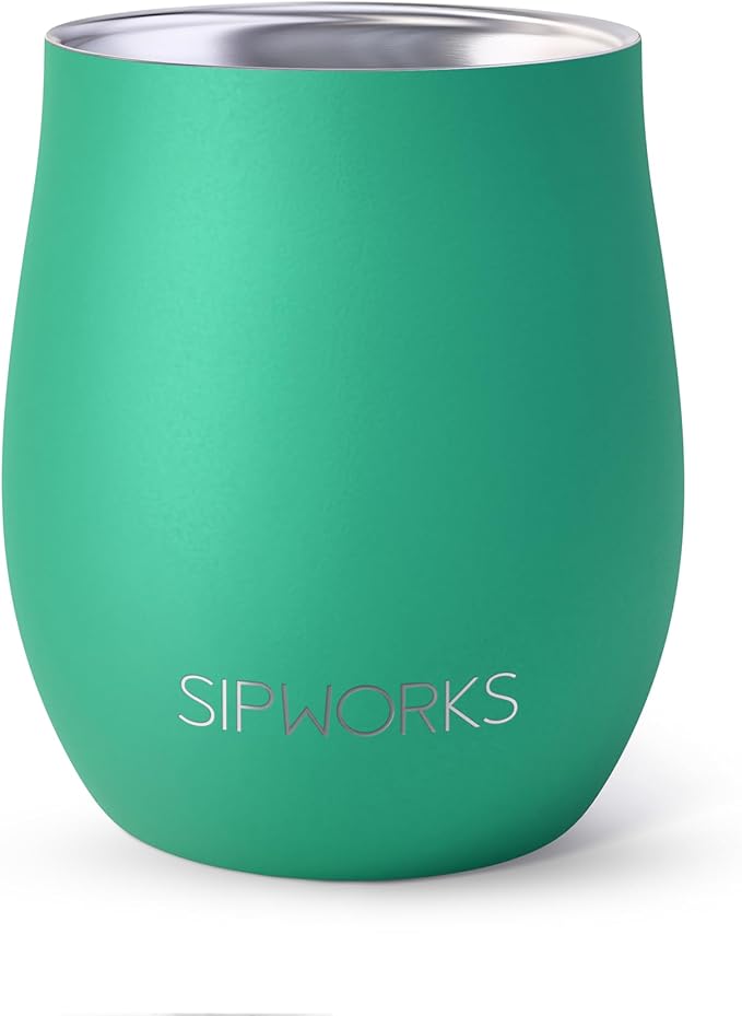 Sipworks Insulated Whiskey Tumbler - 8 oz Stainless Steel Bourbon Lowball Tumbler with Double Walled Vacuum Insulation - Spill Resistant Cocktail Nosing Glass Mug | Travel & Parties - Jade