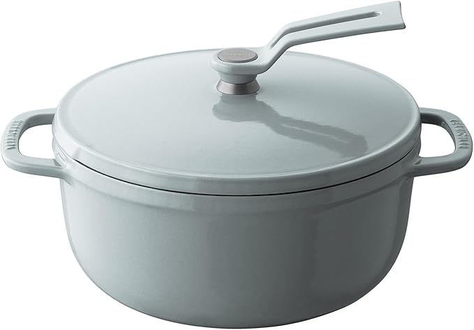 Vermicular Oven Pot 2.0 | Lightweight Enameled Cast Iron Pot | 18cm (2 Qt) | Non-Toxic | Induction-compatible | Dutch Oven | Made in Japan | Oyster Gray