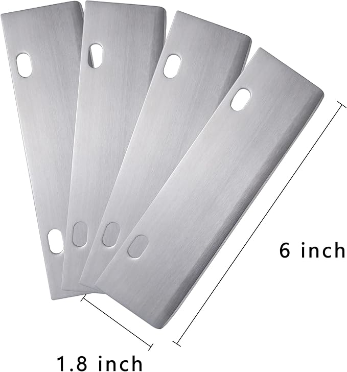 DELFINA 4 Pcs Grill Scraper Edge Sharper Blade Replacement, Stainless Steel Outdoor Barbecue Cleaning Tools, Heavy Duty Accessories for BBQ