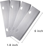 DELFINA 4 Pcs Grill Scraper Edge Sharper Blade Replacement, Stainless Steel Outdoor Barbecue Cleaning Tools, Heavy Duty Accessories for BBQ