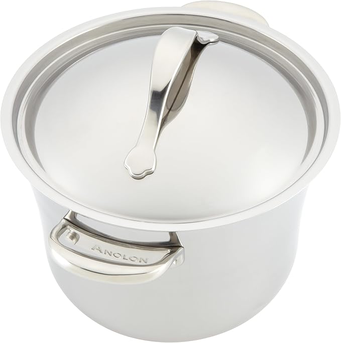 Anolon Nouvelle Stainless Steel Cookware Pots and Pans Set, 10 Piece