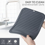 4 PCS Silicone Trivet for Hot Dishes, Silicone Hot Pads Trivets Mat for Hot Pots and Pans, Heat Resistant Hot Mats, Pot Holders, Tables Mats for Countertop, Jar Opener, Drying Mat (Dark Grey)
