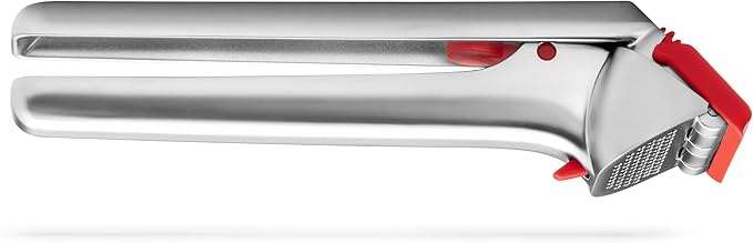 Dreamfarm Garject 2-In-1 Garlic Peeler, Garlic Press & Mincer with Garlic Peel Ejector, Chrome-Plated Zinc - Red