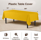 Exquisite 12-Pack Premium Plastic Tablecloth 54in. x 108in. Rectangle Table Cover - Yellow