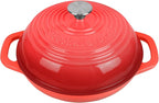 Enameled Cast Iron Dutch Oven with Lid – Non-Stick Bread Pot for Baking, Braising, and Stews – Heavy-Duty Ovenproof Casserole Cookware (Red, 5 QT)