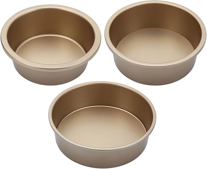 3 PCS Round Removable Bottom Cake Pans, Nonstick Carbon Steel Baking Pans for Chiffon Cheesecake and Sponge Cake, 4 in 6 in 8 in Bakeware Kit for Home Oven Use, Black Finish