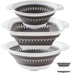 LogFaadCoi 3 Pcs Collapsible Colander and Strainer,Silicone Strainer Colanders & Food Strainers,for Vegetable and Fruit, Kitchen Essentials, white
