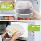 DOERDO Plastic Microwave Steamer for Vegetable, Kitchen Heating Steamer with Lid for Vegetables Seafood Cooking 10.4x8.1 Inch, White