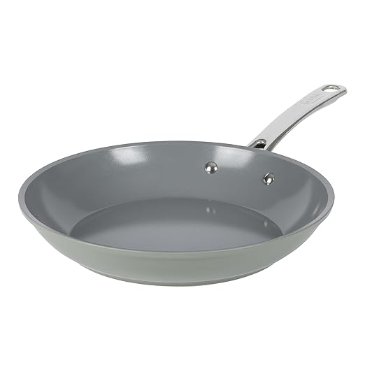 Sur La Table Kitchen Essentials 10 Inch Fry Pan PFA Free Titanium Ceramic Nonstick Interior Forged Aluminum Cookware Frying Pan - Green - Induction Compatible