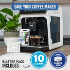 Coffee Machine Cleaner Tablets. 10 x 0.05 oz. Used Every 100 cups. Auto, Bean to Cup & One Touch Machine Cleaning Tablets. Used with Descaling