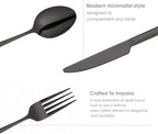 Oxford Silverware Set, 30 Piece Forged Flatware Stainless Steel, Service for 6, for Kitchen, Home, Wedding, Party, Mirror Polished Dishwasher Safe (Black Matte)