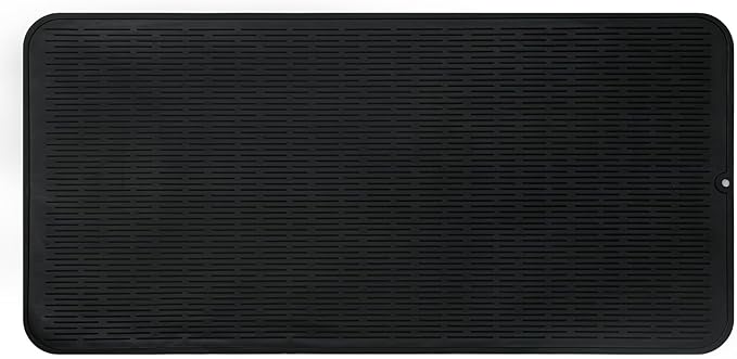 Silicone Dish Drying Mat for Multiple Usage,Easy clean,Eco-friendly,Heat-resistant Silicone Mat for Kitchen Counter or Sink,Refrigerator or Drawer Liner Black 5XL 36inches x 18inches