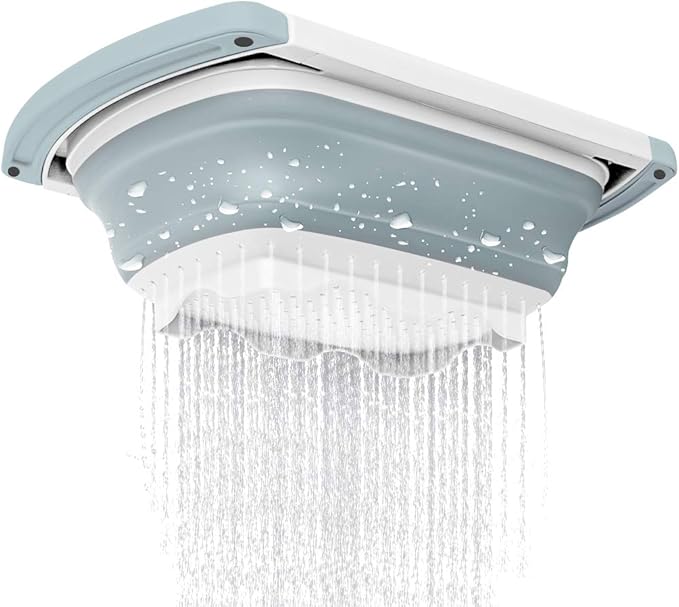 Qimh Collapsible Colander | Over The Sink Silicone Kitchen Strainers and Colanders with Extendable Handles | Veggies, Fruit and Pasta Foldable Strainer for Kitchen, 6-Quart, BPA Free