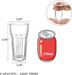 Yopay Set of 8 Highball Drinking Glasses, 12oz Lead-Free Tempered Water Glasses Thick Heavy Base, Clear Iced Hot Tea Glassware for Cocktail, Juice, Milkshake, Soda Beer Tumbler Cup