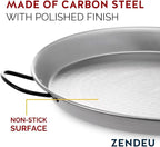 Paella Pan 24 inch - Carbon Steel Paella Pan, Made in Spain - Polished Steel, 24 in - 60 cm (20 Servings) Cook your own Spanish Paella