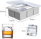 Large Ice Cube Tray for Whiskey: FDDBI Big Square Ice Cube Maker for Cocktail - 3Pack Silicone Old Fashioned Ice Cube Trays - 2inch Huge Cubed Ice Trays for Whisky