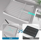 B-Land Dish Drying Rack: 2 Tier Dish Racks for Kitchen Counter - Large Rust Proof Dish Drying Rack with Aluminum - Detachable Dish Drainer Organizer with Utensil Holders Drainboard Silver