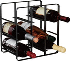 Buruis 9-Bottle Metal Wine Rack, Freestanding Holder Organizer for Red and White Wine, Kitchen Countertop, Pantry, No Assembly Required, Black