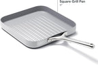 Caraway Square Grill Pan - 11” Grill Pan - Non-Stick Ceramic Coated - Non Toxic, PTFE & PFOA Free - Oven Safe & Compatible with All Stovetops - Gray