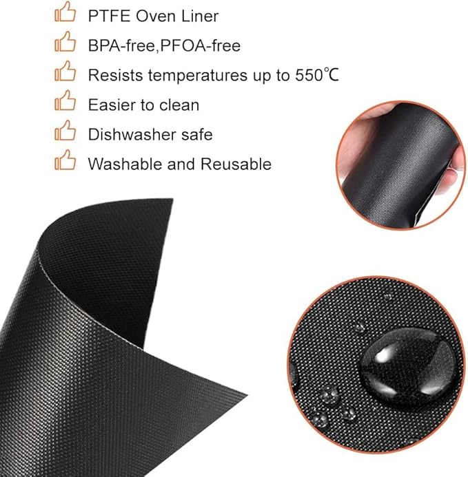 3 Pack Oven Liners for Bottom of Electric Gas Oven, Non-Stick Air Fryer Liners Reusable Teflon Baking Sheets Compatible with Instant Pot 10 Qt Air Fryer Accessories Baking Mat