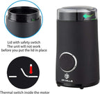DR MILLS DM-7441 Coffee Grinder Electric, Coffee Bean and Dried Spice Grinder, One Touch Operation, Blade and cup made with SUS304 stainless steel (Black)