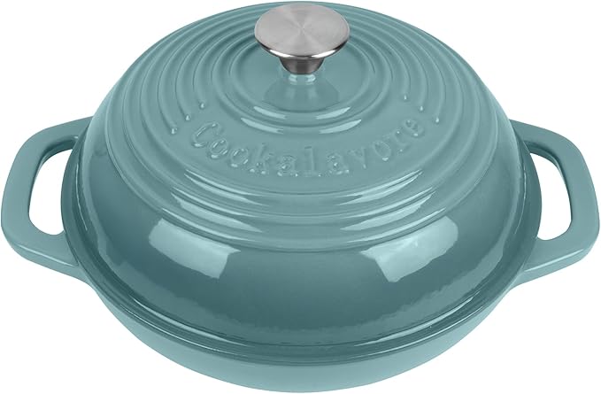 Enameled Cast Iron Dutch Oven with Lid – Non-Stick Bread Pot for Baking, Braising, and Stews – Heavy-Duty Ovenproof Casserole Cookware (Green, 5 QT)