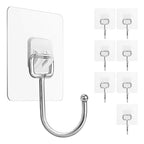 FACURY Large Adhesive Hooks 22Ib(Max), Waterproof and Rustproof Wall Hooks for Hanging Heavy Duty, Stainless Steel Towel and Coats Hooks to use Inside Kitchen, Bathroom, Home and Office, 8Pack