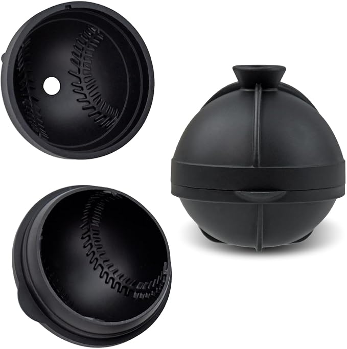 Bangp Baseball Ice Cube Molds Set of 2,Whiskey Round Ice Cube Molds,Novelty Sphere Ice Molds Create 2.5 Inch Baseball Shaped Ice Balls - Each Stone Keeps Your Drinks Cool and Unique,for Men and Women