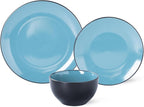 Plates and Bowls Sets for 4 - CJDC-QUELO 12-Piece Stoneware Dinnerware Sets, Ceramic Dishware Set for Indoor Kitchen Use and Formal Dining, Chip and Scratch Resistant Microwave Dishwasher Safe