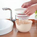 2 in 1 Kitchen Colander Set with Bowl Strainer (2 Sets 3 Qt),BPA Free Plastic Fruits and Vegetable Washing Basket,Dishwasher Friendly Double Layered Drain Basin,for Pasta Salad Berry Cleaning Mixing